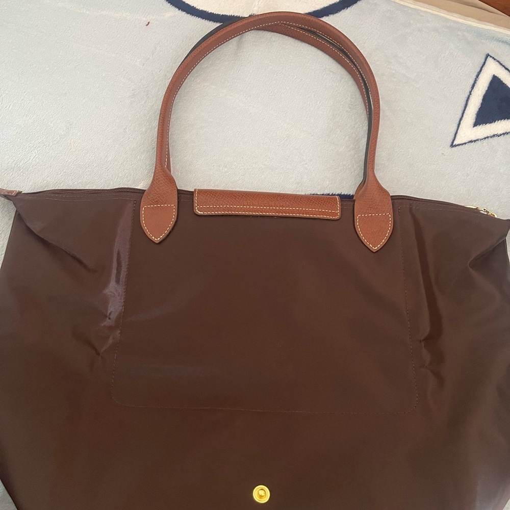 Longchamp Le Pliage folding tote bag medium size Ebony brown color - Picture 5 of 13